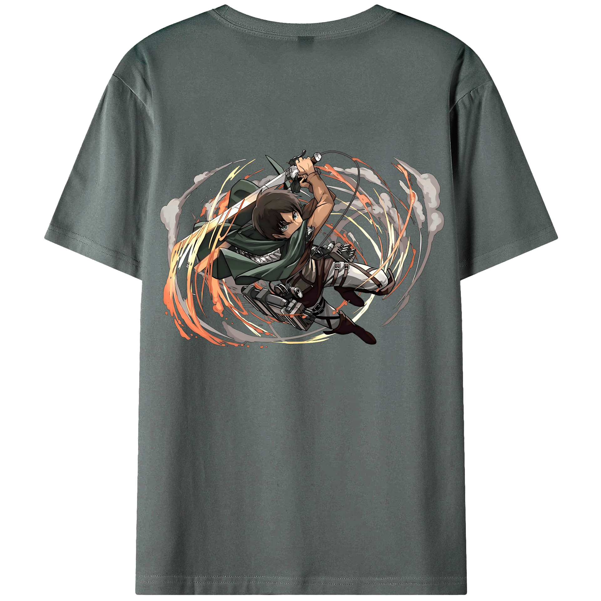 （画像用） 進撃の巨人 エレン･イェーガー Attack on Titan Eren Jäger 綿100％ メンズ半袖Tシャツ（バックプリント） 通気性